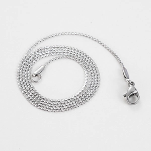 Detailed view of silver stainless steel S-chain with lobster clasp for DIY jewelry
