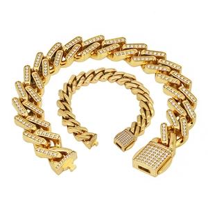 Luxuriöses goldene Panzerketten-Set mit Mikropavé-Zirkonia im angesagten Hip-Hop-Stil