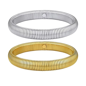 Bracelets Tubogas élastiques minimalistes en acier inoxydable fini doré et argenté