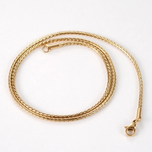 Collier chaîne épi classique en acier inoxydable doré avec fermoir mousqueton