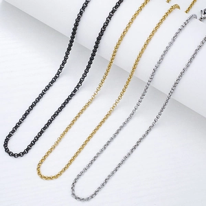 Colliers classiques en maille jante en acier inoxydable, finitions noir, or et argent