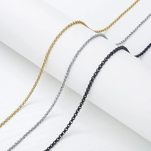 Détail des chaînes à maillons ronds en acier inoxydable 304 en or, argent et noir