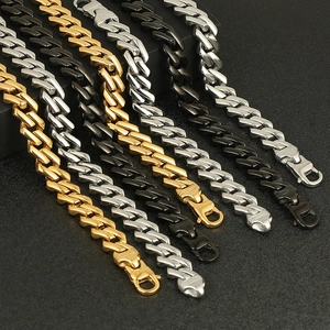 Polierte 316 Edelstahl Panzerarmbänder in Gold, Silber und Schwarz mit Karabiner