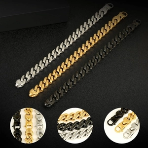 Herren Armbänder aus 316 Edelstahl in Silber, Gold und Schwarz im kubanischen Stil