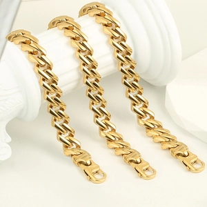 Cuban Link Armband 316 Edelstahl 18K Vergoldet Hip Hop Punk Street Style Poliert Geometrische Kette Für Damen Herren