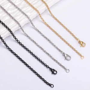 Collier Chaîne Rolo Minimaliste en Acier Inoxydable 304 Hip Hop Acier Titane Chaîne O Pour Hommes Femmes Bijoux Argent Or