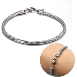 Poliertes Schlangenkette Armband für Herren aus Edelstahl mit sicherem Karabinerverschluss