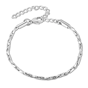 Detail of silver twisted chain bracelet with lobster clasp and adjustable link chain