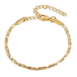 Stainless Steel Bracelet 18K Gold Plated Twisted Hammer Snake Bone Chain Adjustable Jewelry Women Men INS Style Trend