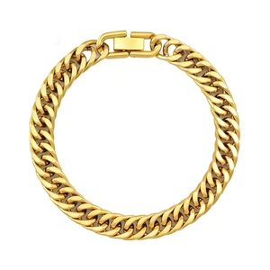 Detaillierte Nahaufnahme des goldenen Edelstahl-Panzerarmbands mit Faltverschluss