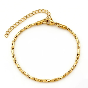 Elegant 18K gold plated stainless steel snake chain bracelet with adjustable lobster clasp