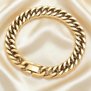 Cuban Link Armband Edelstahl Doppelt Gewebt Rund Poliert Hip Hop Punk Schmuck Für Männer Minimalistisch Streetwear