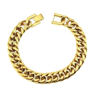 Minimalistisches goldenes dickes Panzerarmband mit Hochglanzfinish und Sicherheitsverschluss