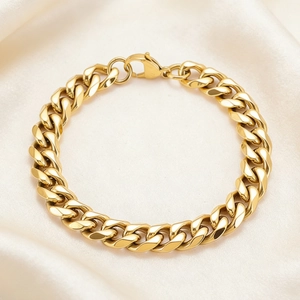 Cuban Link Bracelet Stainless Steel Polished Curb Chain Hip Hop Jewelry For Men Women Trendy Accessories