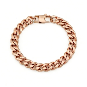 Men's hip hop Cuban link bracelet in rose gold finish with secure square clasp