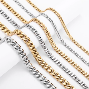 Men Stainless Steel Cuban Link Chain Necklace Hip Hop Hexagon Polished Jewelry Neckchain With D-Clasp Accessories