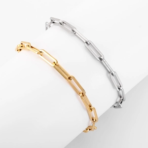 Minimalistische Büroklammer-Armbänder aus Edelstahl in poliertem Gold und Silberglanz