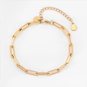 Paperclip Gliederkette Armband Edelstahl 18K Vergoldet Geometrisch Minimalismus Verstellbar Schmuck Für Damen Herren