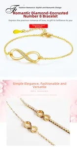 Détail d'un bracelet infini doré en acier titane avec oxyde de zirconium pavé de haute qualité