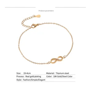 Bracelet symbole infini en acier titane plaqué or 18 carats avec accents en zircone
