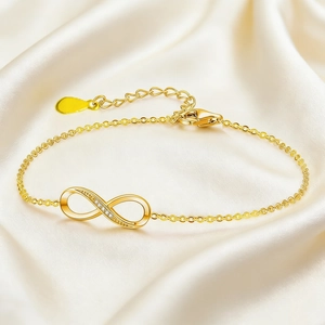Bracelet Symbole Infini Acier Titane Incrusté De Zircon Chaîne Réglable Bijoux De Mode Pour Femme