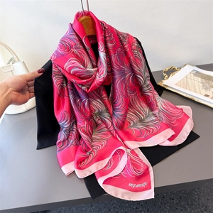 Eleganter Langer Schal Mit Federmuster Aus KunstSatin Sonnenschutz Sommer Schal Für Damen Koreanischer Stil Vielseitig