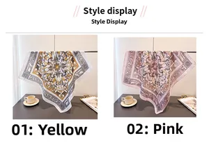 Comparison of yellow and pink vintage silk scarves featuring elegant equestrian patterns