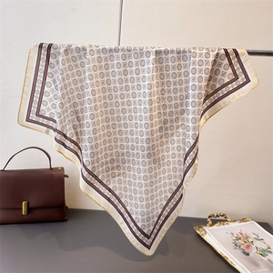 Elegant Geometric Print Square Scarf Satin-like Satin Vintage Versatile Fashion Headscarf Neck Wrap For Women