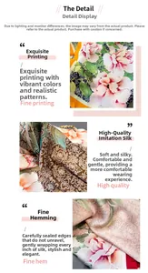 Dettaglio di eleganti motivi a peonia e consistenza setosa su un foulard di seta