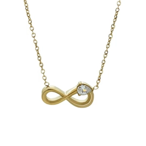Elegant gold infinity symbol necklace with a sparkling pear-cut zircon pendant for women