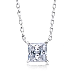 Minimalist Square Zircon Pendant Necklace 18K Gold Plated Stainless Steel Jewelry For Women Elegant Fashion Chain