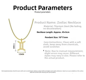 Paramètres de taille détaillés du collier Gémeaux en acier au titane de haute qualité