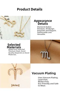 Détail macro de pendentifs signes du zodiaque en acier titane incrustés de cristaux