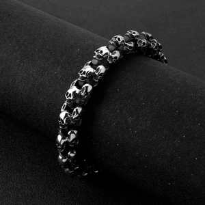 Vintage punk skull link bracelet for men made of polished high-quality stainless steel