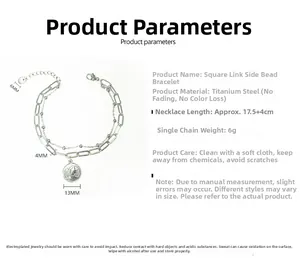Détails du bracelet double chaîne à maillons avec pendentif pièce de monnaie reine