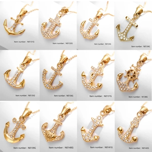 Collier Pendentif Ancre Rétro Avec Zircon Incrusté Bijoux En Acier Titane Pour Hommes Et Femmes Style Pirate Nautique