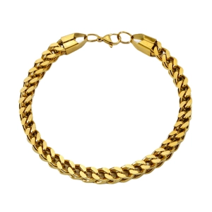 Polished gold cuban chain bracelet with heavy duty lobster clasp closure for men and women