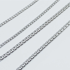 Polished stainless steel box chains in four different widths for jewelry making