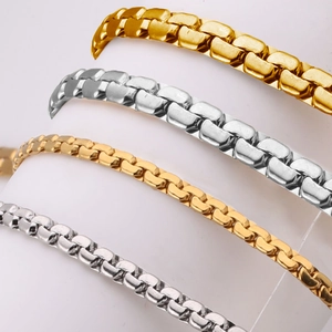 Minimalist Box Chain Necklace 304 Stainless Steel Unisex High Polish Fashion Jewelry With Lobster Clasp
