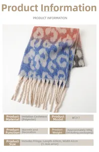 Close-up of leopard print scarf showing gradient colors and soft fringe texture