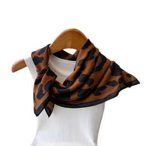 Leopard print cotton linen scarf for women featuring a stylish brown and black animal pattern