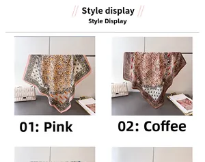 Detail showing two floral pattern scarves in pink and brown with refined textures