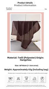 Detailed size and washing info for the dark brown herringbone polka dot silk scarf