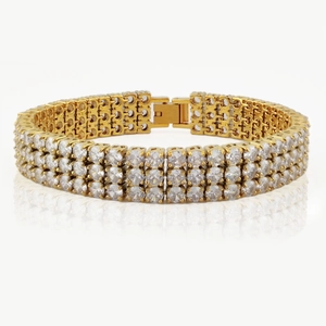 Bracciale Tennis A Più File Acciaio Inossidabile Pieno Zircone Gioielli Moda Hip Hop Per Donne Stile Elegante