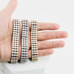 Bracciale tennis a tre file in oro, argento e oro rosa con pietre di zircone lucide