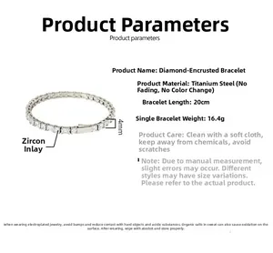 Detail specifications of 4mm zircon tennis chain bracelet in durable titanium steel