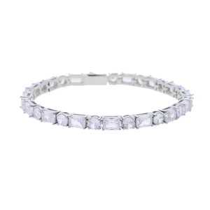 Tennis Bracelet Titanium Steel Zircon Baguette And Round Cut Hypoallergenic Luxury Fashion Accessory Women Men