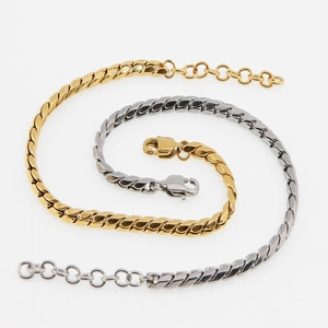 Bracelets gourmette platte en acier inoxydable or et argent avec fermoir mousqueton robuste