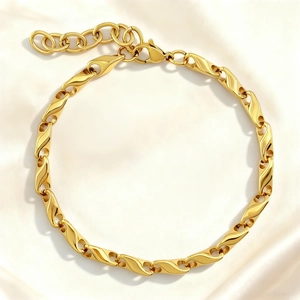 Bracelet Et Collier À Maillons Torsadés Minimalistes Acier Inoxydable Poli Bijou Mode Homme Femme