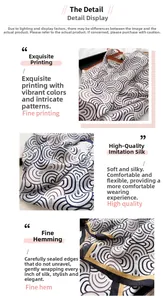 Detail eines Seidenschals mit Wellenprint, glatter Stofftextur und feinem Saum